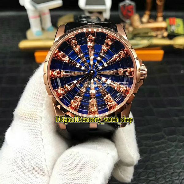 

limit edition excalibur rddbex0684 knight of the round table iv rd0684 automatic men's watch diamonds dial rose gold case luxury watche, Slivery;brown