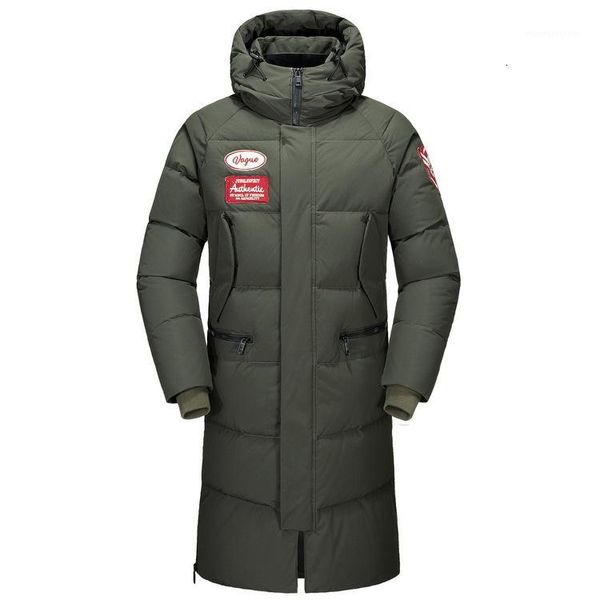 

men's long white duck down jacket men thick warm snow parka overcoat windbreaker hooded parkas doudoune homme duvet de canard1, Black