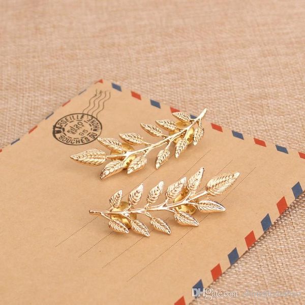

wedding jewelry suit shirt collar pin plated gold/silver leaves brooches pins for women b29 b30, Gray