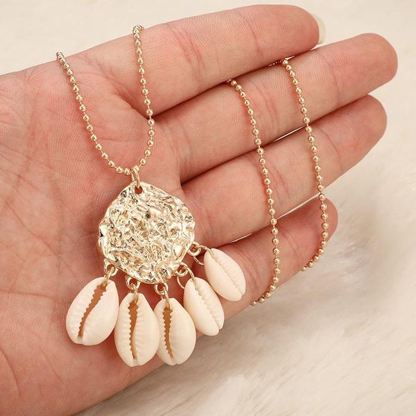 

brling new 2020 fashion ins vintage chain pendant choker geometric irregular seashell necklace for women girls gifts party, Golden;silver