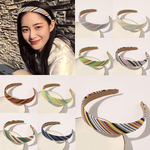 

fashion women wide headband rainbow striped knitted headband head hoop ladies make up wash face hairband turban hair accessories q sqcpcq