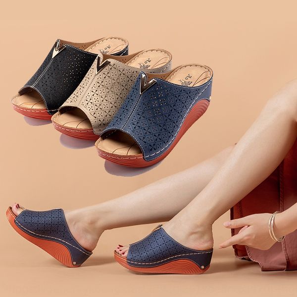 

q9lfv zhi2021 summer new large slope heel women's fish mouth thick soled women's sandals sandals and slippers slippers