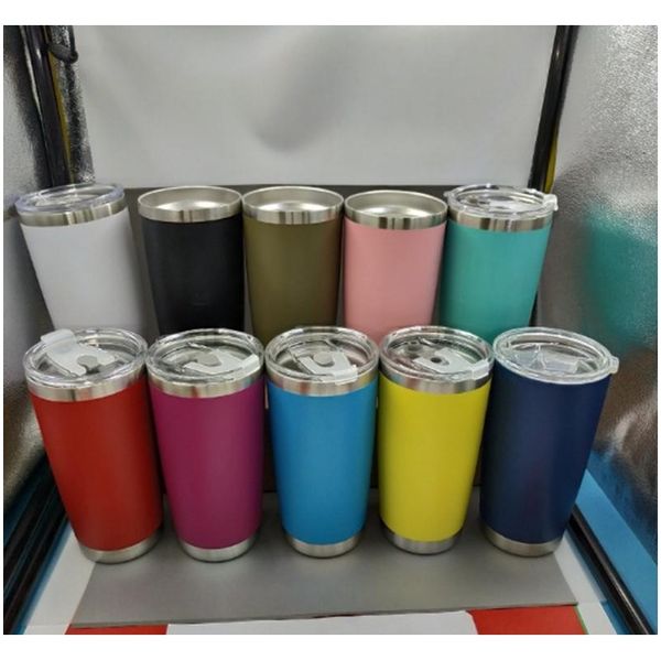 

20oz stainless steel car cup vacuum insulated travel mug metal water bottle beer tumbler with lid fashion coffee mug 10 colors vt0439 lnb6j