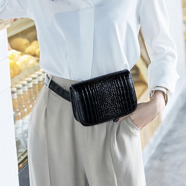 

vintage waist bag for women alligator leather fanny pack belt bag phone pouch chest packs strap crossbody purse1