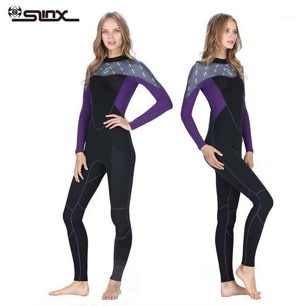 

swim wear slinx women wetsuit 2mm neoprene long-sleeved female full body scuba surfing wet suit patchwork diving swimsuit keep warm1