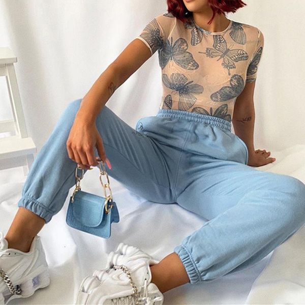 

2020 new fashion women blue purple joggers sweatpants high waist baggy street hip hop jogging sport casual pants harem trousers, Black;white