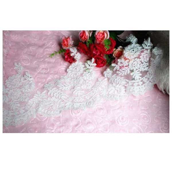 

delicate 1yard 20cm ivory fabric flower car bone lace trim applique sewing cra jllvao