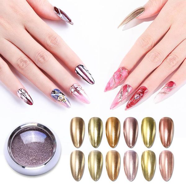 

metallic metal effect nail art powder golden mirror chrome powder holographic dust pigment decorations manicure nail, Silver;gold
