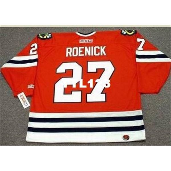 

mens #27 jeremy roenick chicago blackhawks 1990,1992,1994 ccm retro away hockey jersey or custom any name or number retro jersey, Black