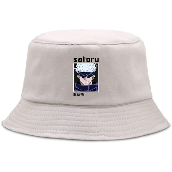 

Funny Cartoon Satoru Gojou Black Printing Trendy Cap Hip Hop Bucket Hats Outdoor Sun Shade Unisex Hat Summer Sun Protection Caps, Blue;gray