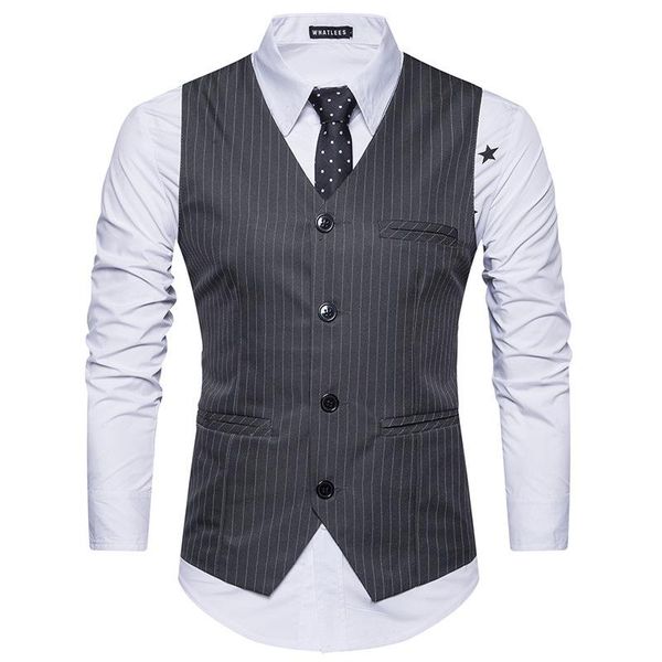 

новое поступление полосных жилей для мужчин slim fit mens костюм жилет мужской жилет бизнес стройный подходящий жилет сплошной цвет без рука, Black;white