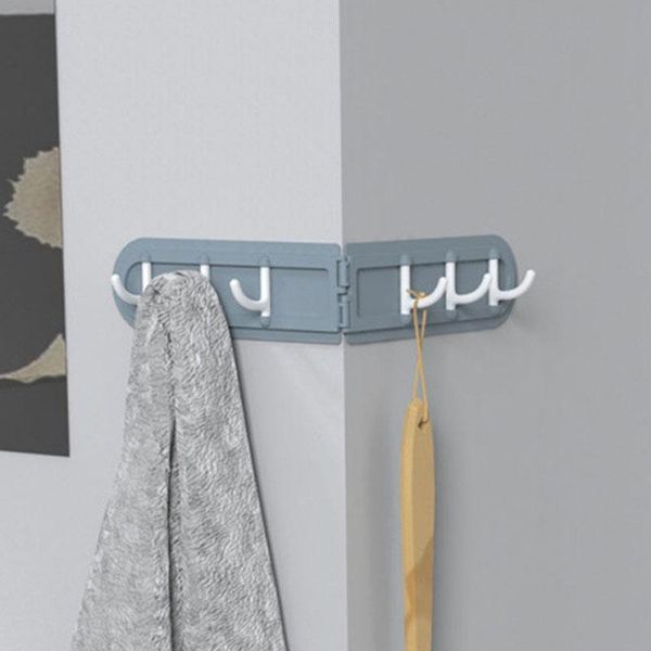 

hooks & rails bathroom wall corner multifunction folding 6 hanger shelf kitchen storage punch rack home space save organizer