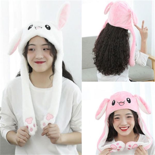 

funny plush animal hat cap with airbag jumping ear movable gift