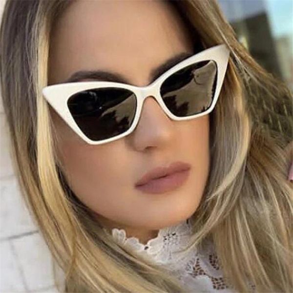 

2021 retro cat eye sunglasses women brand design vintage lady sunglass black okulary sun glasses uv400 lunette soleil femme, White;black