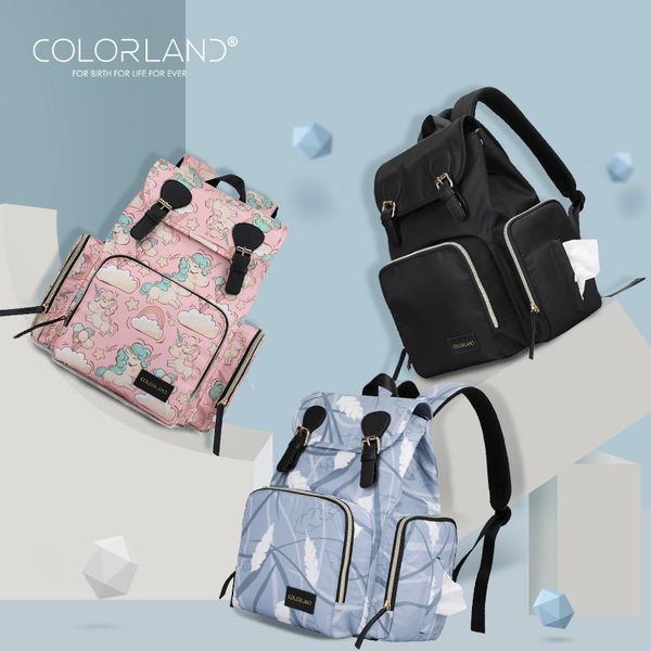 Colorland Multi-Function Mommy Сумки Подгузник Сумка Мумия Рюкзаки Подгузника Сумки Водонепроницаемый Мода и Прочная Большая Емкость LJ201013