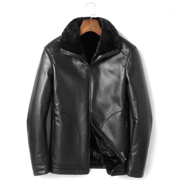 

winter real sheepskin coat genuine leather jacket men liner mens leather jacket warm down coat p18181501 yy4801, Black