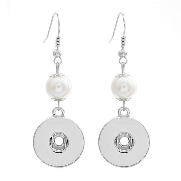 

new snap jewelry beauty pearl plated snap earring fit 18mm snap drop earrings for watches women bohemian buttons bbyovr, Golden;silver