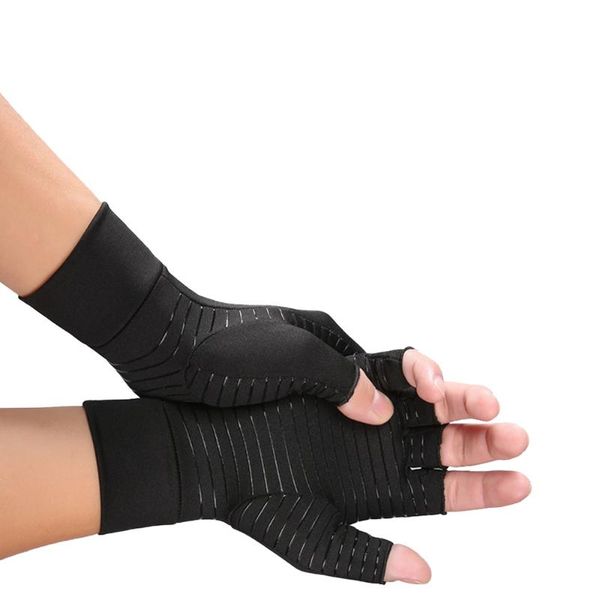 

wrist support 1 pair safe arthritis health care half finger indoor sports, Black;red