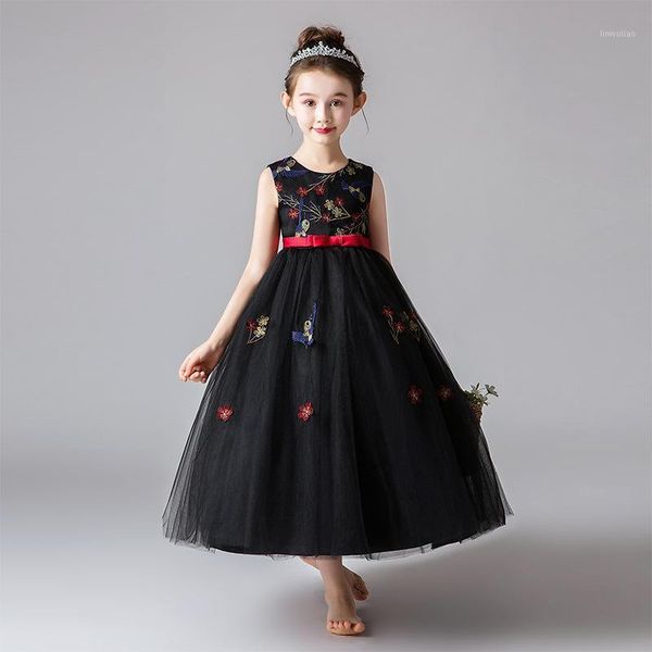 

flower girl party birthday party dinner embroidery long dress girl high end eucharist formal dance president dress1, Red