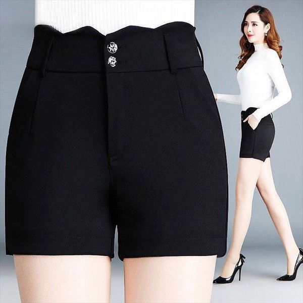 

casual elastic shorts women plus large size straight shorts red black fashion ladies high waist summer, White;black