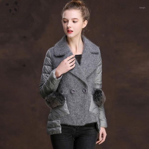 

women's down jacket winter jacket women knitting stitching down coat female fur korean jackets chaqueta mujer1, Black