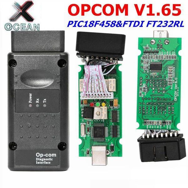 

code readers & scan tools opcom v1.65 obd2 can-bus reader for op com op-com diagnostic pic18f458 ftdi ft232rl chip support english1