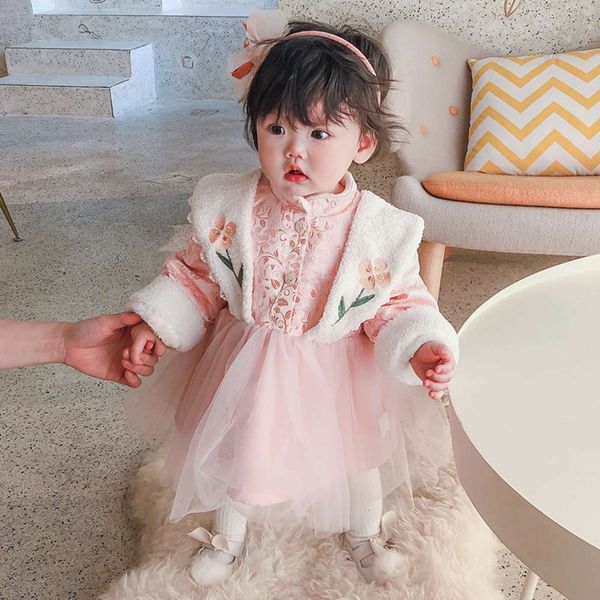 

children's and national sle new winter girl's drs mh stitching baby skirt plush thickening rhu0zhefxv70, Red;yellow