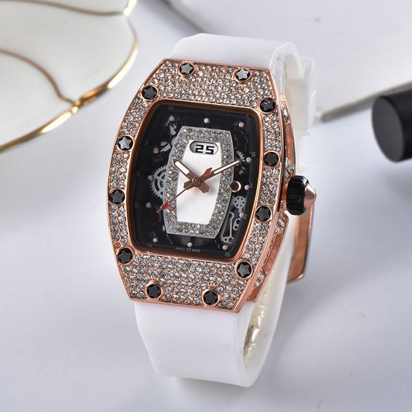 

automatic women watch rm ladies watches brand luxury quartz wristwatch silicone, Slivery;brown