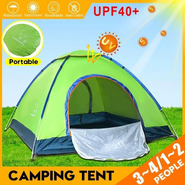 

tents and shelters 1-4 people throw tent outdoor automatic double layer waterproof camping hiking 4 seasons large family