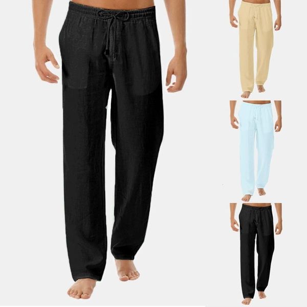 

men's pants jogger brand men hip hop harem joggers men's summer style simple and fashionable pure cotton linen trousers m-3xl1, Black