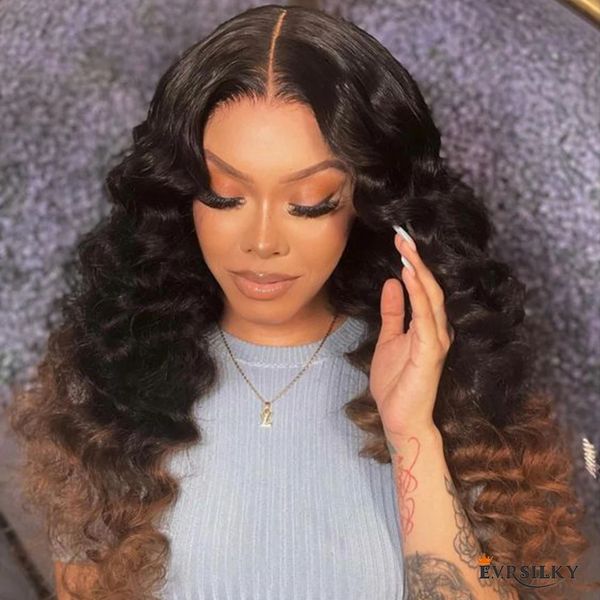

loose deep wave wig 13x6 hd lace frontal human hair wigs deeps parting honey blonde ombre colored laces front wigs pre plucked, Black