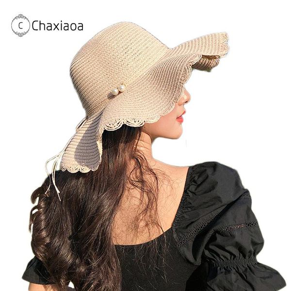 

chaxiaoa straw hat summer fisherman caps women leisure korean trendy travel anti uv sunshade beach ladies wide brim hats x330, Blue;gray