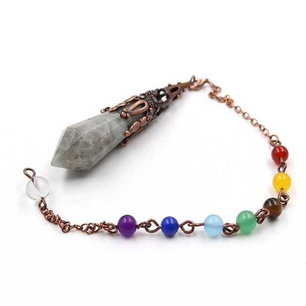 

reiki stone crystal pendant pendulum vintage antique bronze amethysts rose quartzs opal hexagon prism amulet pendants qyldxa, Black
