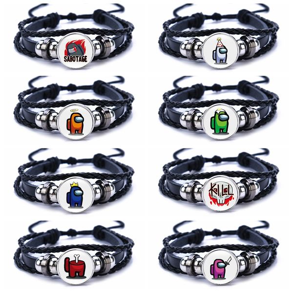 

game among us bracelet for men women kids adjustable black pu leather bracelets family christmas gift party favor