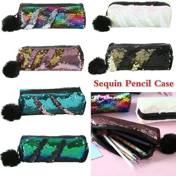 

pencil bags reversible sequin case for girls school supplies box storage bag1