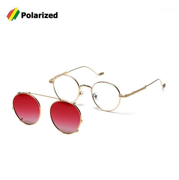 

jackjad 2020 fashion the cub style polarized steampunk sunglasses lens removable clip on brand design sun glasses1, White;black