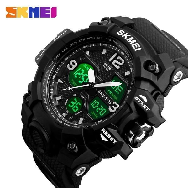 

skmei top brand sport watch men военные цифровые часы 5bar водонепроницаемые двойные дисплеи наручные часы relogio masculino watch sport 201, Slivery;brown