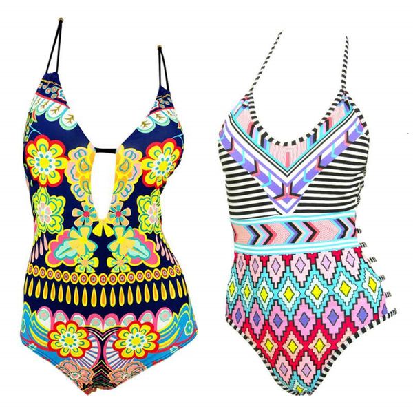 

outdoor floral print strap one piece high waist swim bathing suit