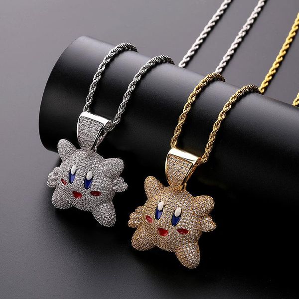 

hip hop iced out cubic zircon pendant necklace copper gold color men women jewelry gifts, Silver
