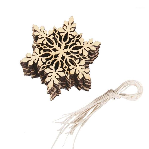 

christmas decorations 10pcs merry snowflake tree hanging wooden ornaments party for home1