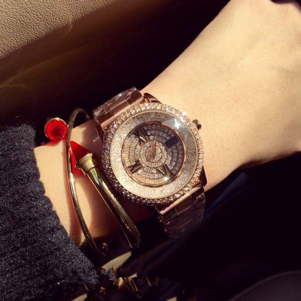 

mashali оригинальные часы роскошные алмазные часы из нержавеющей стали ремешок полный сверлильный римский цифр розовый золотой мода, Slivery;brown