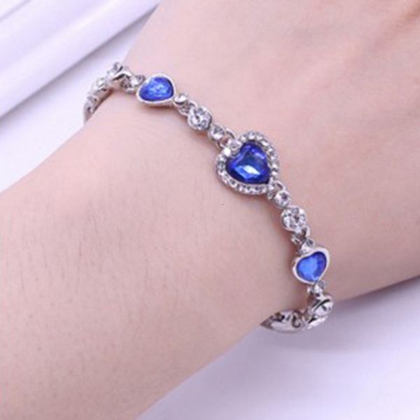 

crystal 2020 fashion ocean heart bangle bracelet blue rhinestone bracelets for women wedding jewelry gifts fspsl2055bxm, Golden;silver