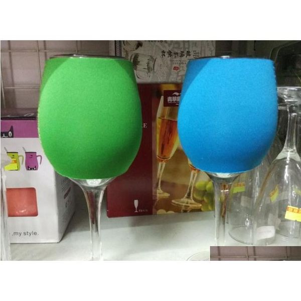 

2018 new wine glass neoprene sleeve insulator drink holder wine glass anti-frozen cover 100pcs a color barware product sn288 ehlzm
