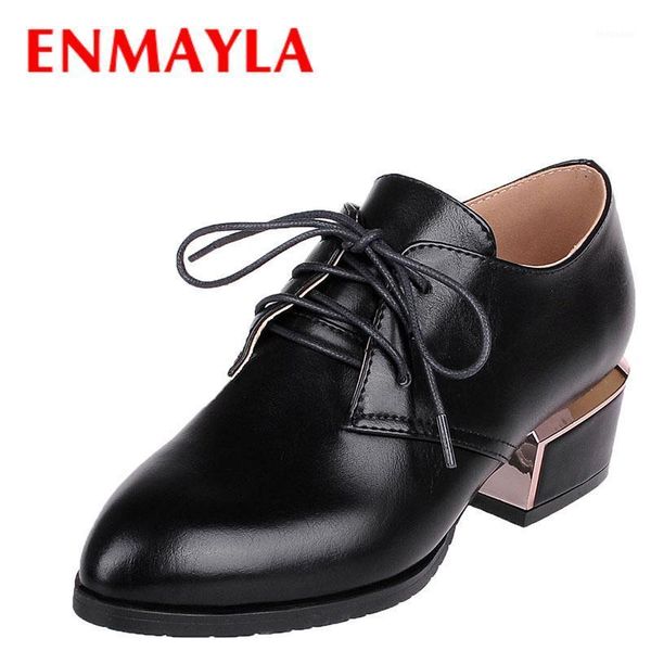 

enmayla chunky heels ankle boots for women med heels lace-up short shoes woman black sliver red pointed toe derby shoes boots1