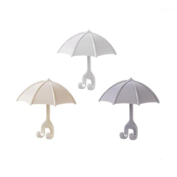 

3pcs umbrella hook wall bathroom strong toothbrush holder glue punching multi-use storage hook 3 style1