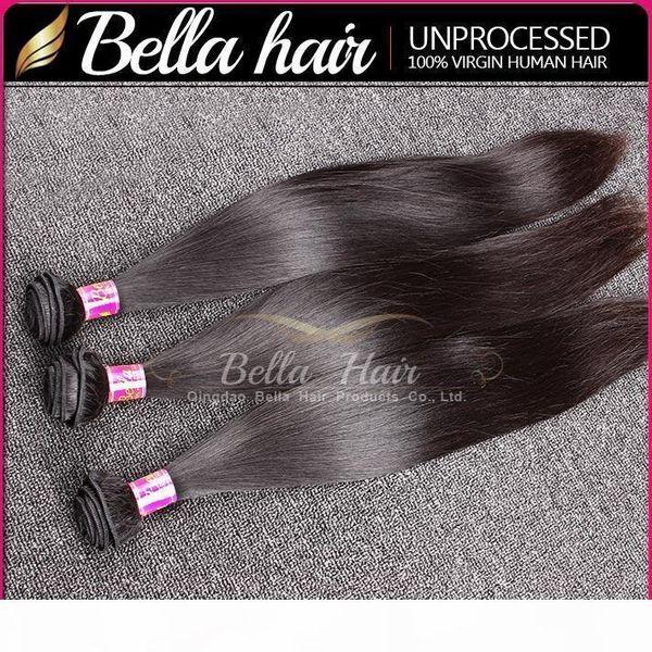 

bella hair 9a 100% remy virgin brazilian hair bundles unprocessed virgin dyeable bleachable human hair extensions 3pcs lot brazilian hair, Black