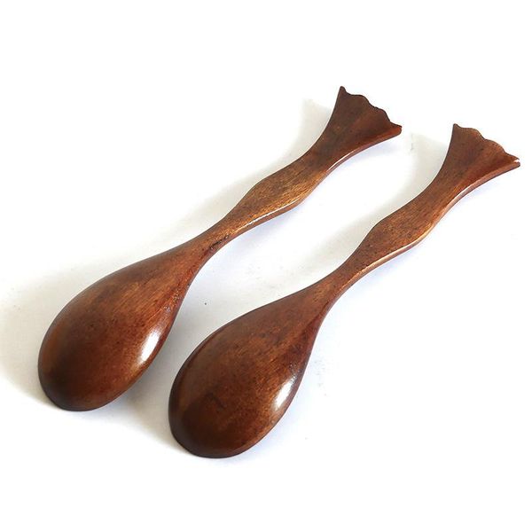 

spoons fish spoon wooden 10pcs/lot cute fishtail dessert arrival