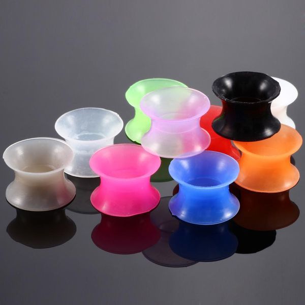 

20pcs/lot sile flexible ear flesh tunnel solft gauge plugs piercing stretcher expander hollow ear skin earrings body jewelry q bbywbz, Silver