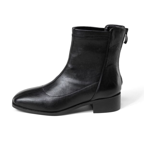 

2020 autumn fashions ladies comfortable black flat plutonium leather with zipper women's short boots big 35-42s 99j4
