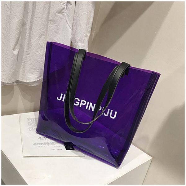 

transparent large capacity woman colour jelly casual beach bags dwaterproof shoulder bag water tote new da60tmb rid8